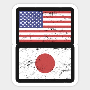 United States Flag & Japan Flag Sticker